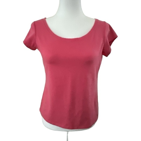 🔵 SALE 3/$25 EILEEN FISHER ORGANIC SHORT SLEEVE PEACH PINK TEE SHIRT S - Picture 1 of 8